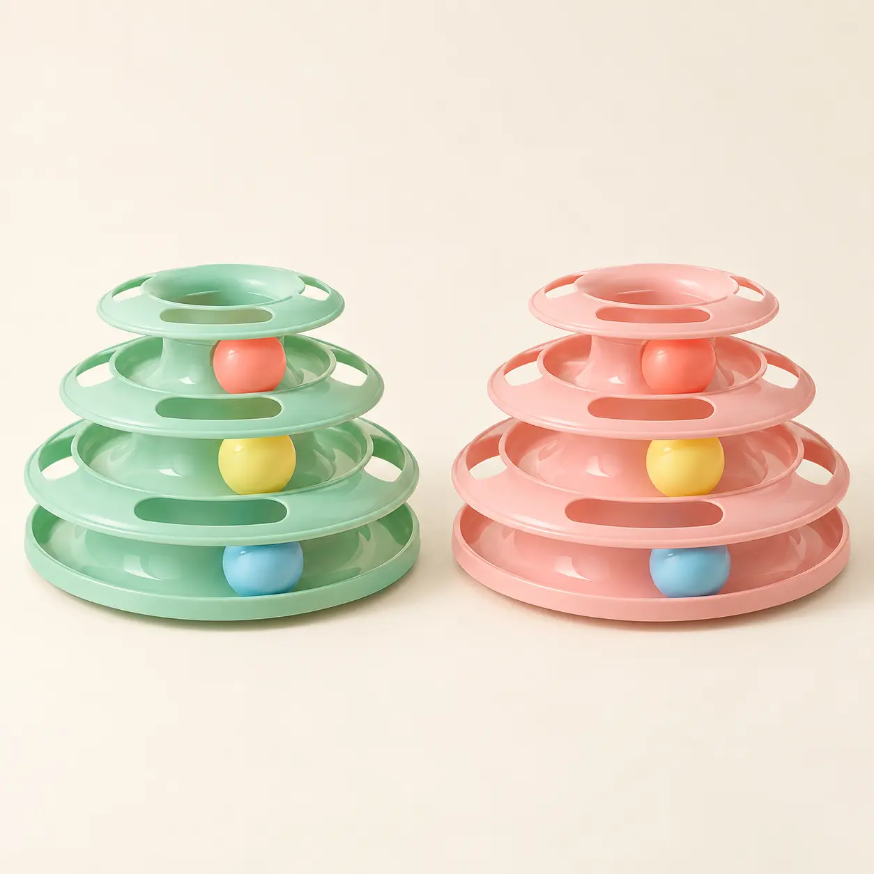 Pounce & Roll Track — Mint green / Peach pink