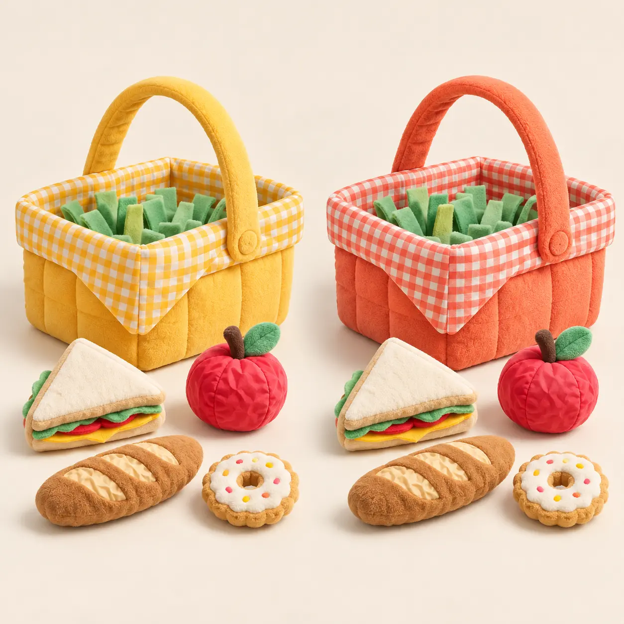 Picnic Snuffle Basket — Picnic yellow / Coral orange