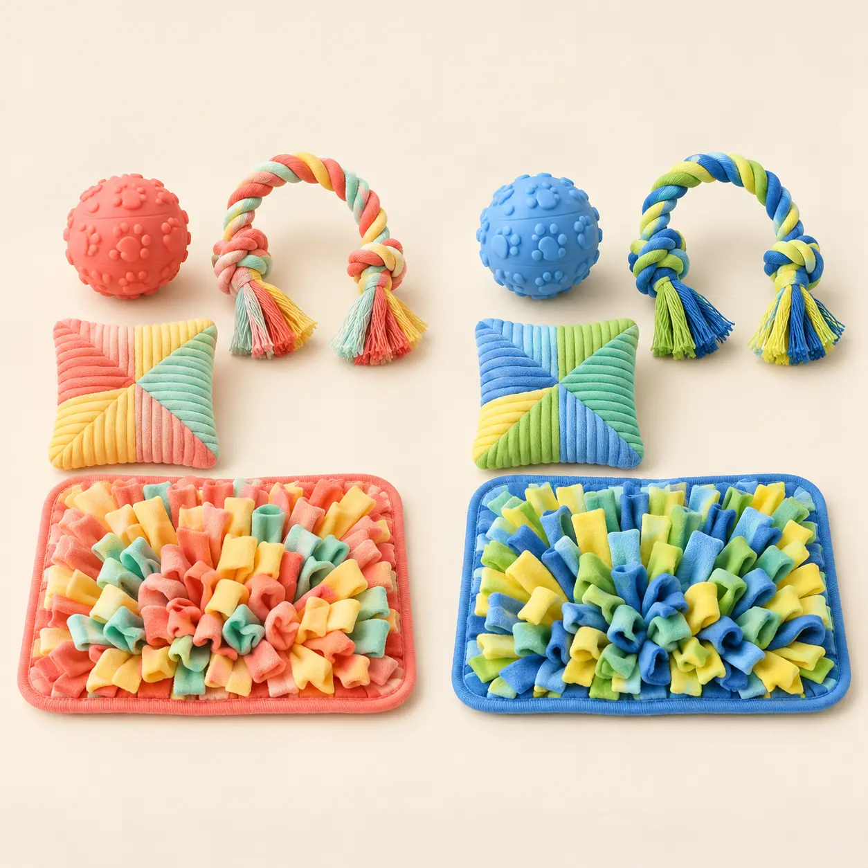 Weekend Dog Play Kit — Coral mix / Blue + green
