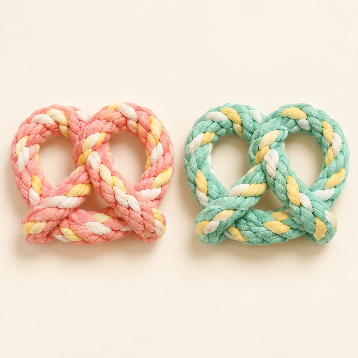 Happy Pretzel Tug — Peach pink / Mint green
